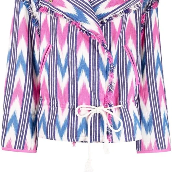 Isabel Marant Étoile Lexine Vibrant Pink and Blue Teddy Jacket - Picture 2 of 5